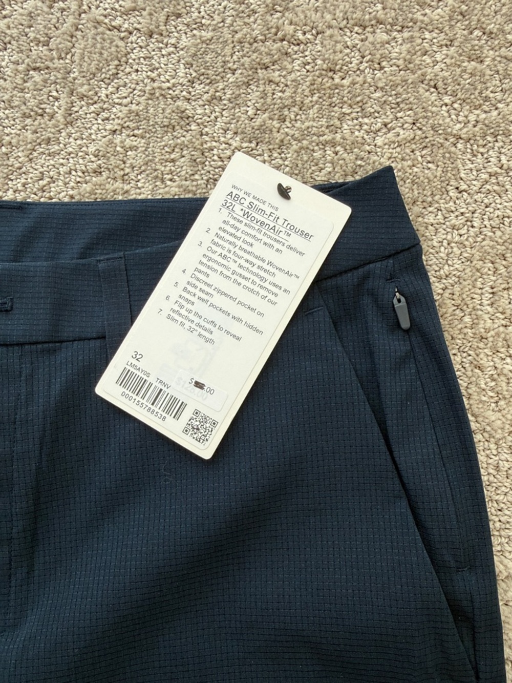 lululemon athletica ABC Slim Fit Trouser 32Wx 32L -Woven Air